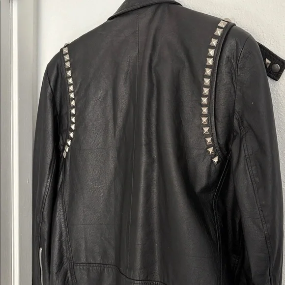 Black Leather Studded Jacket - Picture 5 of 9